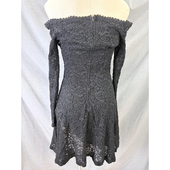 Vintage Betsy & Adam Black Floral Lace Long Sleeve A-Line Mini Whimsigoth Vintage Betsy & Adam Black Floral Lace Long Sleeve A-Line Mini Whimsigoth